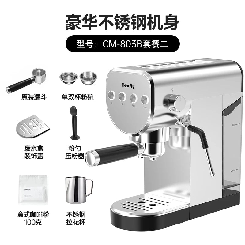 Espresso machine household small 20bar semi-automatic extraction stainless steel steam milk foam  coffee maker