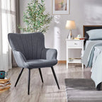 Elegant Linen Accent Chair, Modern High-Back Armchair with Metal Legs, Set of 2 for Living Spaces