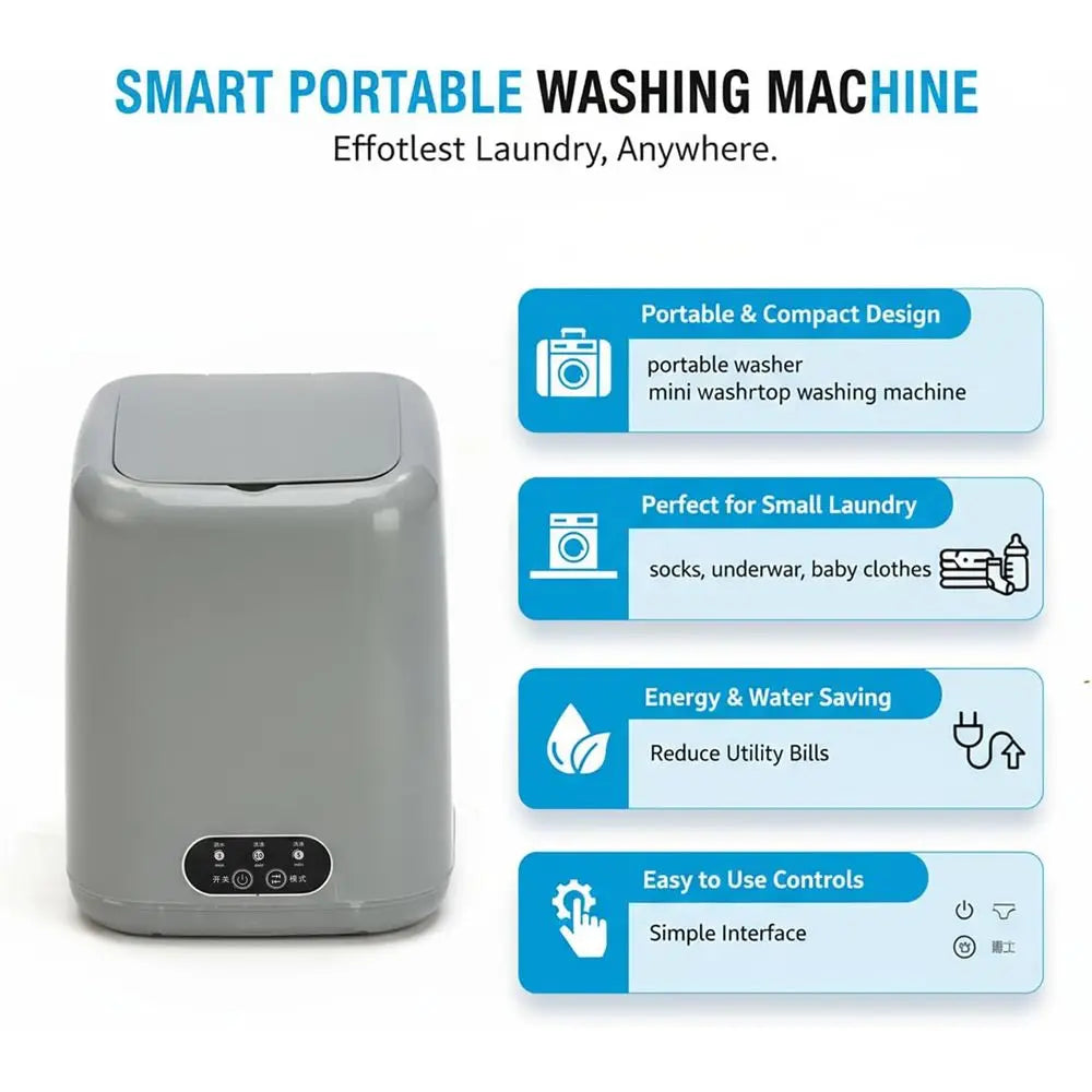 Portable Washing Machine, Mini Compact Washer & Dryer Combo, Small Countertop Laundry for Apartments & RVs, Hand Wash Clothes