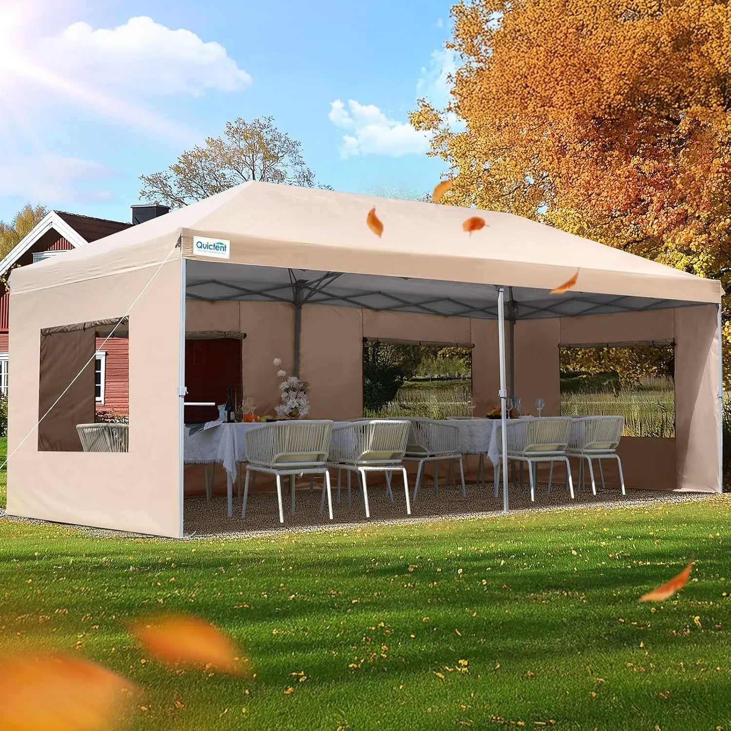 10x20 Pop Up Canopy Tent with Sidewalls Wheeled Bag Easy Setup Outdoor Party Camping Customized