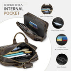 Large Full Grain Leather Briefcase Convertible Backpack For Men Business Travel Case Messenger Bag Fits 17.3" Laptop