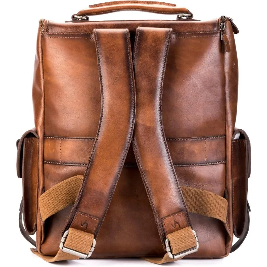 Leather Backpack for Men - 15.6 Inch Laptop Bag - Designer Bookbag - Handmade Business Casual Computer Shoulder Bags