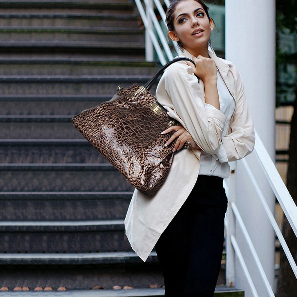 designer bag luxury woman genuine leather bag woman Leopard print ladies handbags Large Capacity soft leather shoulder bag