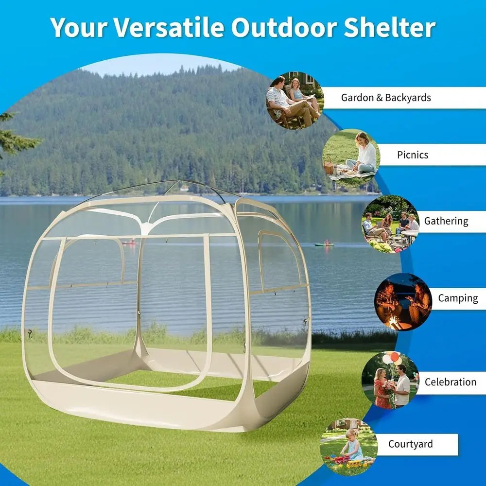 6-Person Weather-Resistant Bubble Tent with Vent Windows for Camping, Outdoor Shelter, and Backyard Parties in Beige