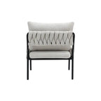 Modern Accent Lounge Chair, Braided Upholstery, Metal Frame, Comfortable Armchair for Living Room or Bedroom, Soft Cushioned