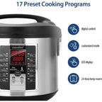 Electric rice cooker (12 digital cooking programs) (5.2Qt) with large capacity. 24-hour preset and instant insulation