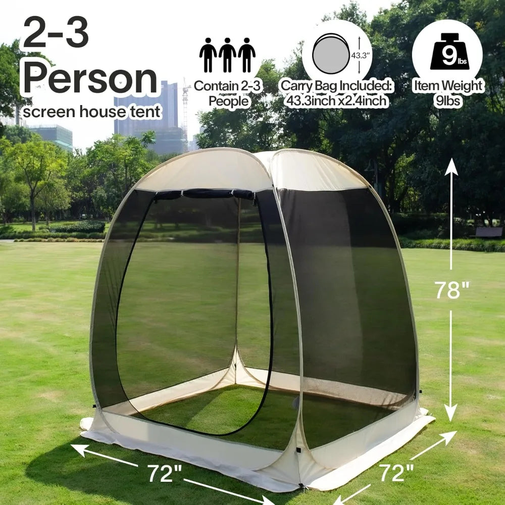 Screen House Gazebo, Pop Up Igloo Screened Canopy Tent with Mosquito Netting Sides, Instant UV Resistant Sun Shelter for Garden