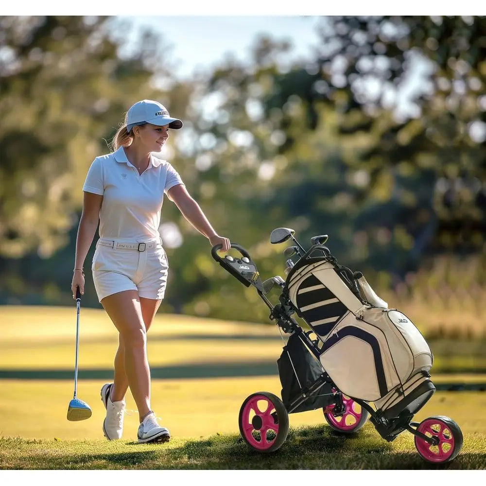 3-Wheel Lightweight Deluxe Women's Golf Push Cart, Easy Fold & Collapsible for Convenient Golfing