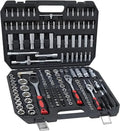 Hand tools, Mechanics Tool Set 94pcs Socket Set wih Case, 1/4 & 1/2 Drive, Versatile and Durable Tool Kit for Auto & Motorcycle
