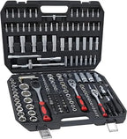 Hand tools, Mechanics Tool Set 94pcs Socket Set wih Case, 1/4 & 1/2 Drive, Versatile and Durable Tool Kit for Auto & Motorcycle
