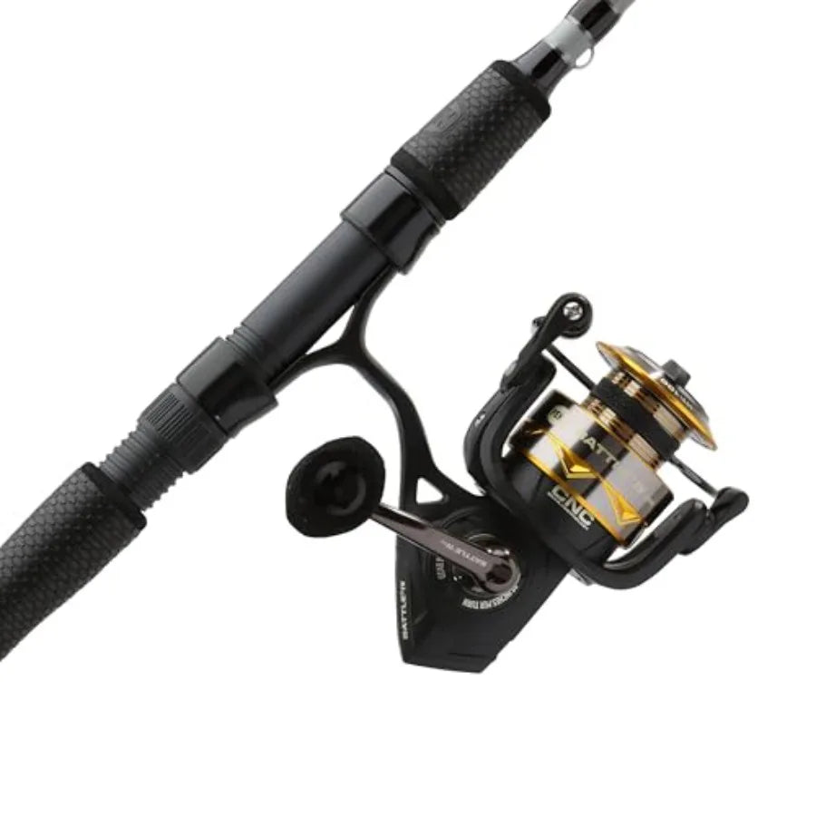 Battle IV Spinning Reel and Fishing Rod Combo for Saltwater and Freshwater Fishing with High-Performance Gear System Durab