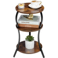 Small Round Side Table, 3Tier Slim Waist Circular End Table with Storage Shelf, Compact Tea Sofa Table, Round Corner Coffee Tabl