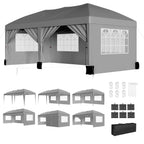 10x20 Pop Up Canopy Tent with 6 Sidewalls Waterproof Outdoor Party Tent Canopy Tents with Adjustable Height, Customized