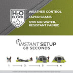 Instant Pop-Up Cabin Tents for 6-12 People, Family Camping with Storage Pockets and Multi-Room Design
