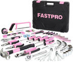 198-Piece Pink Tool Set with Toolbox, SAE Hand Tool Kit for DIY & Home Repair