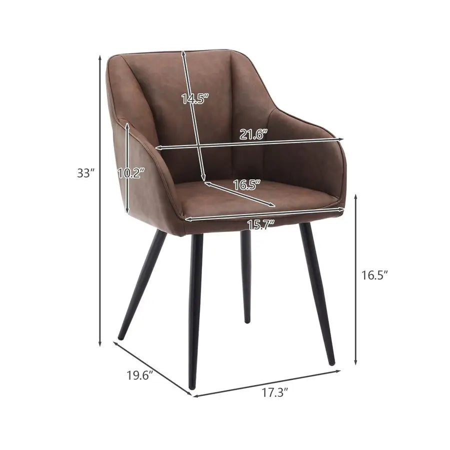 PU Leather Dining Chairs Set of 2, Modern Accent Armchairs with Padded Seat, Ergonomic Upholstered Leisure Lounge Chair, Occasio