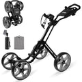 Foldable 4-Wheel Golf Trolley with Adjustable Handle, Scorecard Holder, Umbrella Mount, Foot Brake, All-Terrain Wheels for Adult