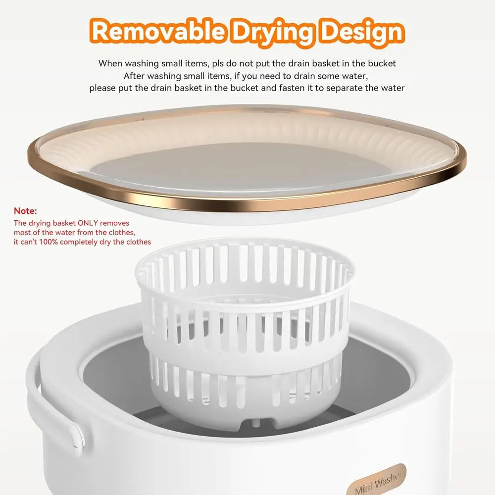 Portable Washing Machine, Mini Washer and Spin-Dryer with Hanging, 16L Capacity for Small Laundry, Ideal for Underwear, Baby Clo