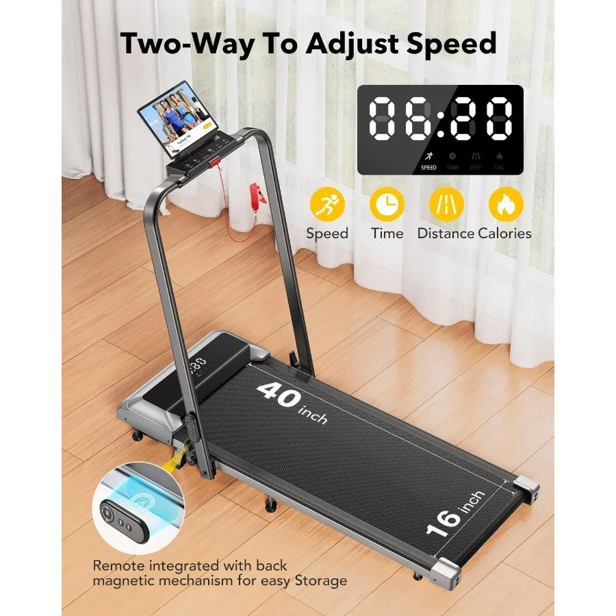 Walking Pad Under Desk Treadmill with Incline 2 in 1 Folding Treadmill for Home and Office Use Compact Portable Treadmill with