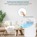 8000 BTU Portable Air Conditioner with Cooling Dehumidifier Fan Remote Control and Window Mount Kit Included for Home Office Be