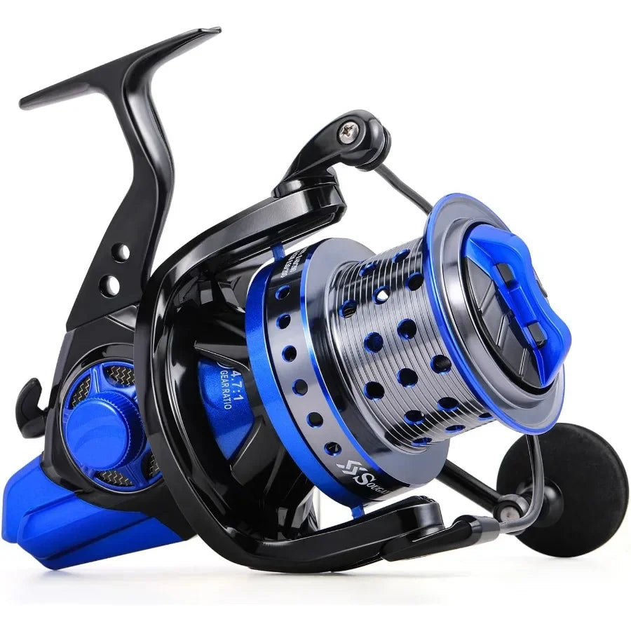 Spinning Reels 10000 Series Surf Fishing Reels Ultra Smooth Powerful with CNC Aluminum Spool for Inshore Offshore Saltwater Fis
