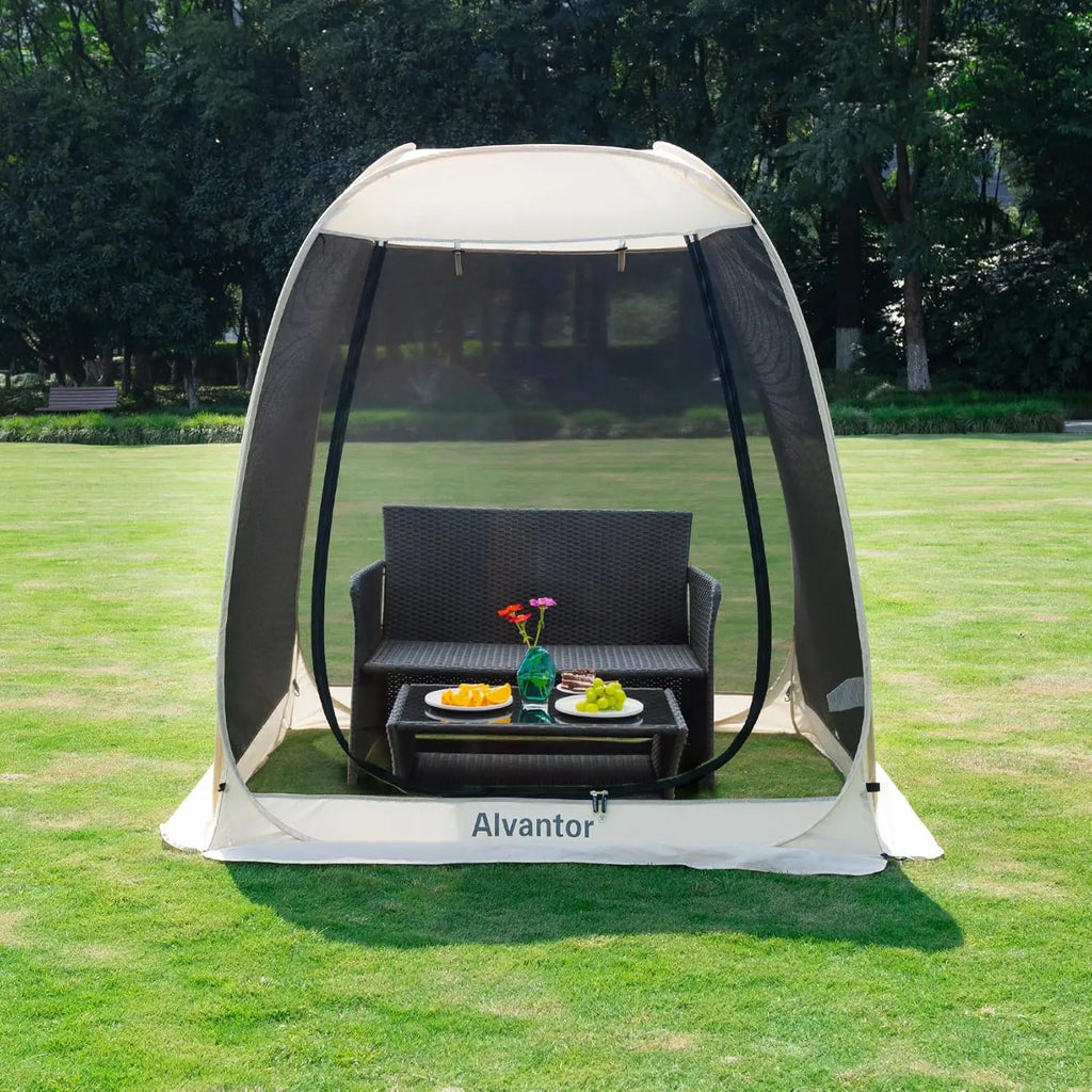 Screen House Gazebo, Pop Up Igloo Screened Canopy Tent with Mosquito Netting Sides, Instant UV Resistant Sun Shelter for Garden