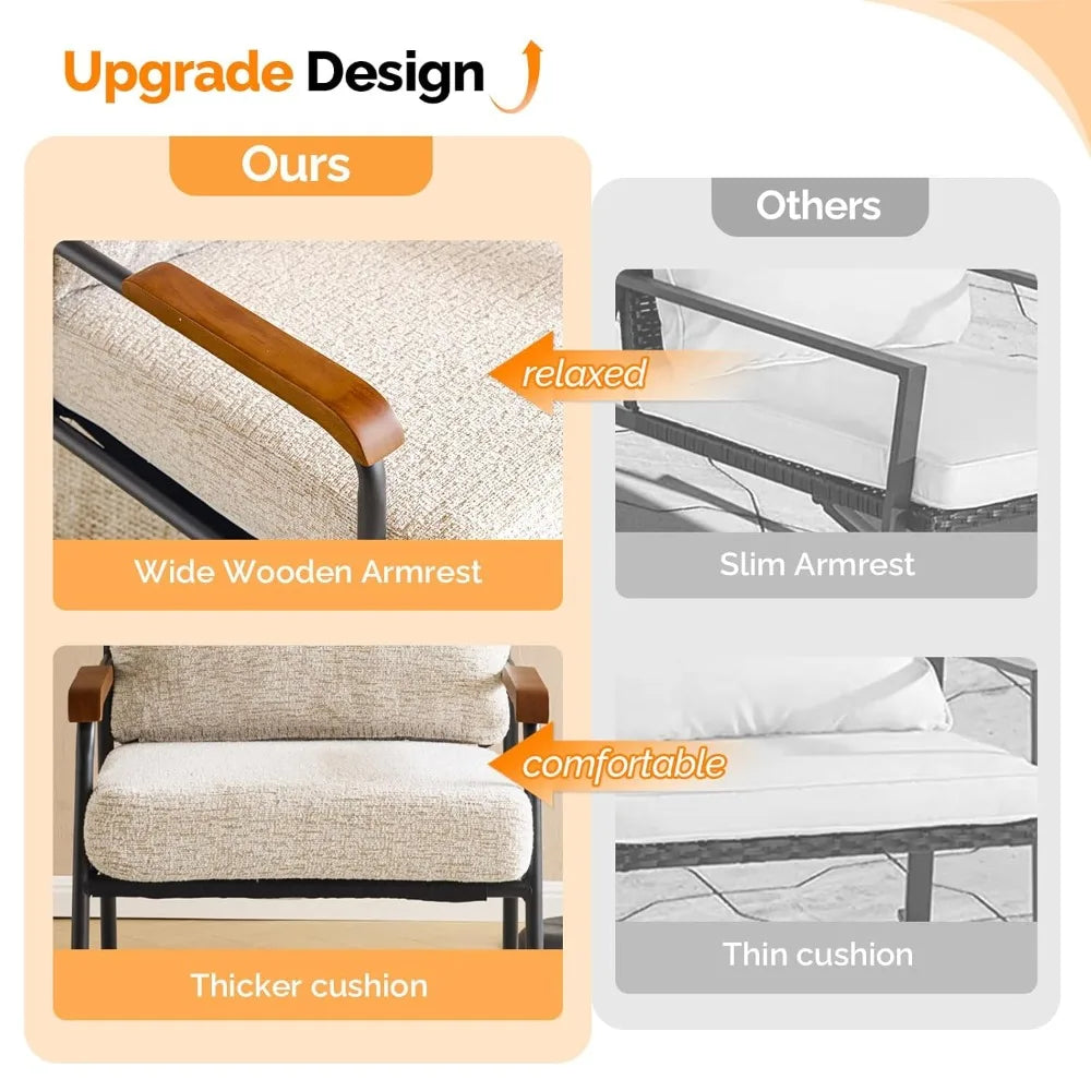 Mid-Century Modern Accent Armchiars Set of 2 for Small Space, Small Comfy Upholstered Leisure Reading Chairs, Customized