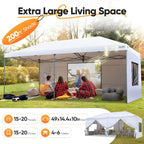 10x20 Pop Up Canopy Tent with Sidewalls Wheeled Bag Easy Setup Outdoor Party Camping Customized