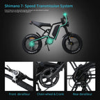 Electric Mountain Bike 750W 48V 17.5Ah 45Mile Class 3 E-Bike, 20" Fat Tire All-Terrain Bike with LCD Display UL Certified