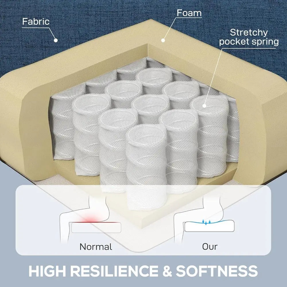 Accent Chair, High Wingback Reading Chair, Button-Tufted Upholstered Fabric Armchair with Retro Wood Legs, Living Room, Bedroom,