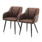 PU Leather Dining Chairs Set of 2, Modern Accent Armchairs with Padded Seat, Ergonomic Upholstered Leisure Lounge Chair, Occasio