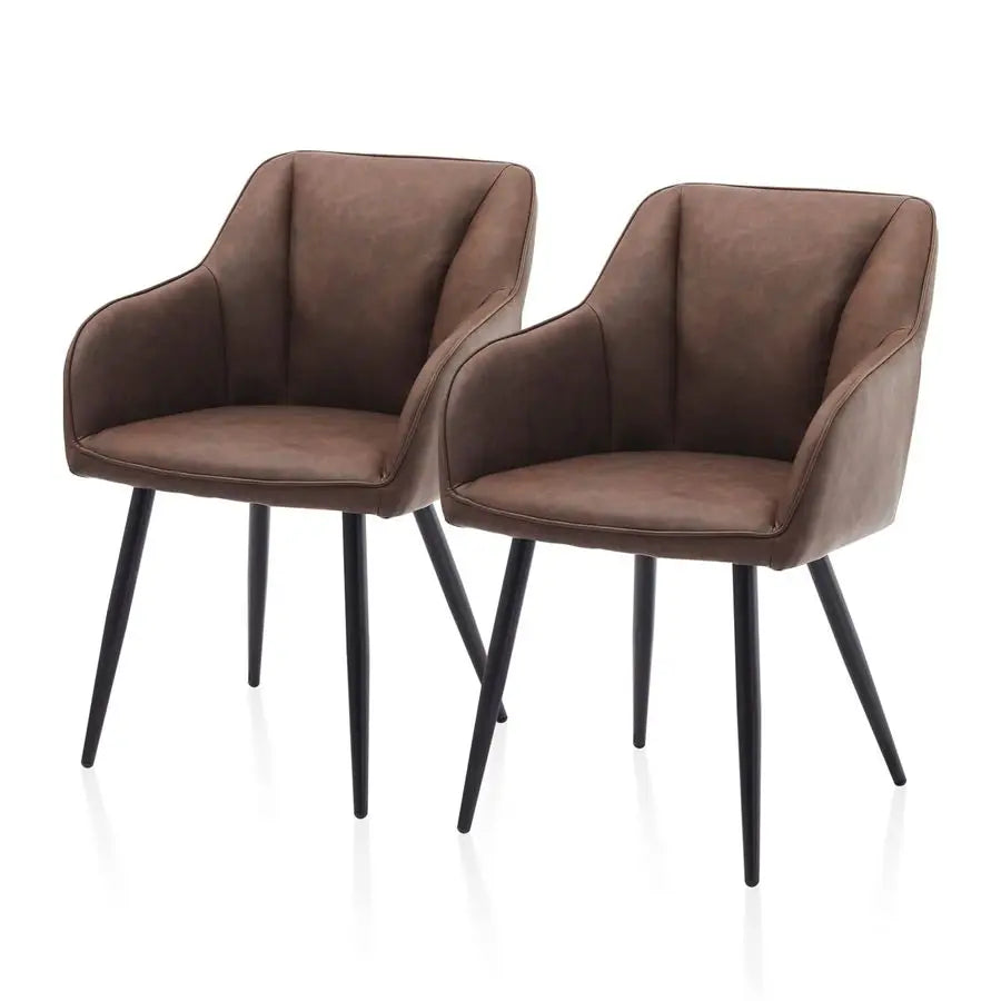 PU Leather Dining Chairs Set of 2, Modern Accent Armchairs with Padded Seat, Ergonomic Upholstered Leisure Lounge Chair, Occasio