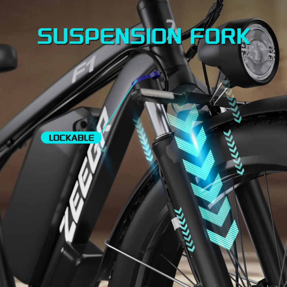 ZEEGR F1 Dual Motor 2000W E-Bike - 48V 26" Fat Tire Electric Bike Full Suspension, CE Certified Perfect for Snow Beach Winter