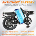 Foldable Ebike for Adults, 2000W/1000W, 40/28MPH, 52V 25Ah, 48V 15Ah, 60-80 Miles Range 14" Commuter Adult Electric Bicycle
