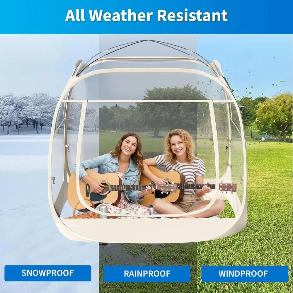 6-Person Weather-Resistant Bubble Tent with Vent Windows for Camping, Outdoor Shelter, and Backyard Parties in Beige
