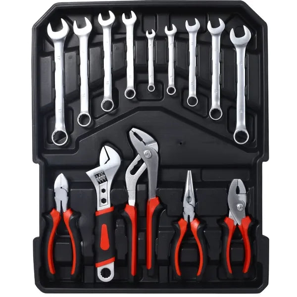 899pcs Home Repair Tool Set Kit for Men, Toolbox Storage Case with 4 Drawers, General Household Tool Kit with Rolling Tool